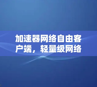 加速器网络自由客户端，轻量级网络优化的未来