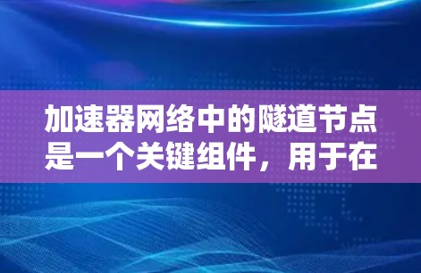 加速器网络中的隧道节点是一个关键组件,用于在分布式哈希表中建立直接的点对点连接,显著提升数据传输效率。以下是隧道节点的详细工作原理 加速器网络中的隧道节点是一个关键组件,用于在分布式哈希表中建立直接的点对点连接,显著提升数据传输效率。以下是隧道节点的详细工作原理