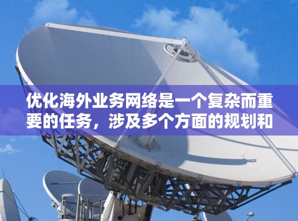 优化海外业务网络是一个复杂而重要的任务，涉及多个方面的规划和实施。以下是一个有条理的优化步骤指南，帮助您有效提升公司海外业务网络的性能和安全性