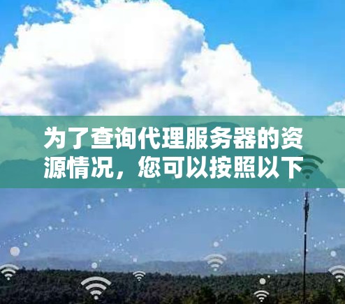 为了查询代理服务器的资源情况，您可以按照以下步骤进行