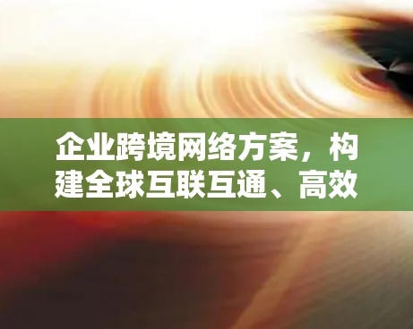 企业跨境网络方案，构建全球互联互通、高效安全网络