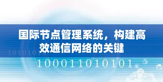 国际节点管理系统，构建高效通信网络的关键